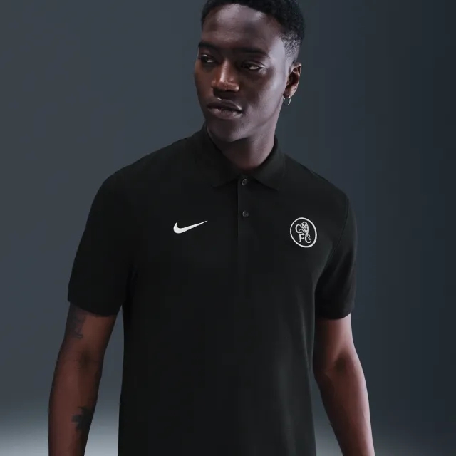 Chelsea F.C. The Nike Polo Third Men's Nike Dri-FIT Football Polo - Black - Sustainable Materials