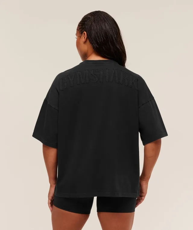  Power Washed Oversized T-Shirt - Black/Acid Wash Small Ball