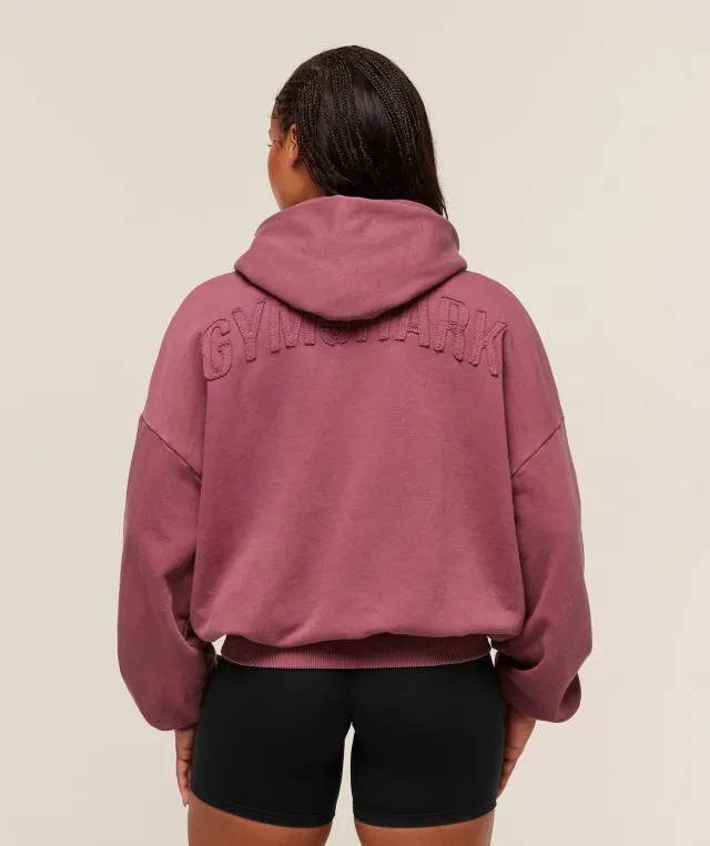  Power Washed Oversized Hoodie - Reset Pink/Acid Wash Small Ball