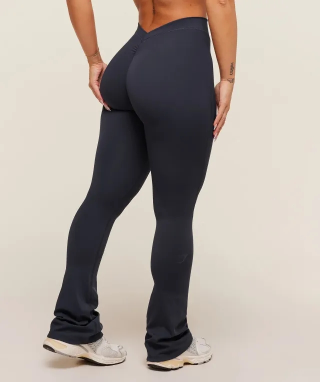  Lifting Dipped Waistband Flared Leggings - Heavy Blue