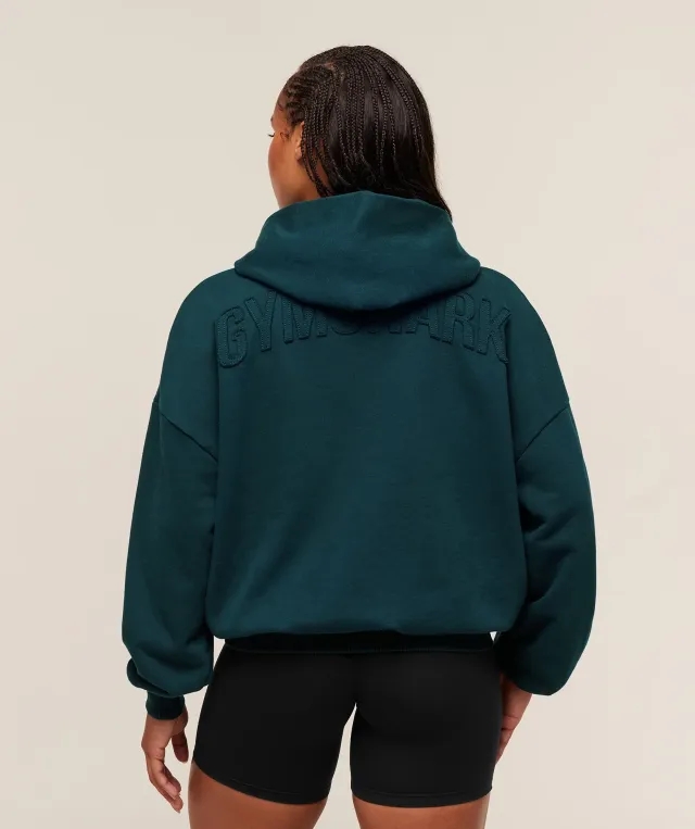  Power Washed Oversized Hoodie - Deep Petrol Blue/Acid Wash Small Ball