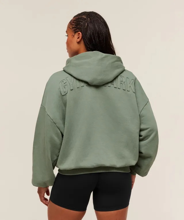  Power Washed Oversized Hoodie - Unit Green/Acid Wash Small Ball