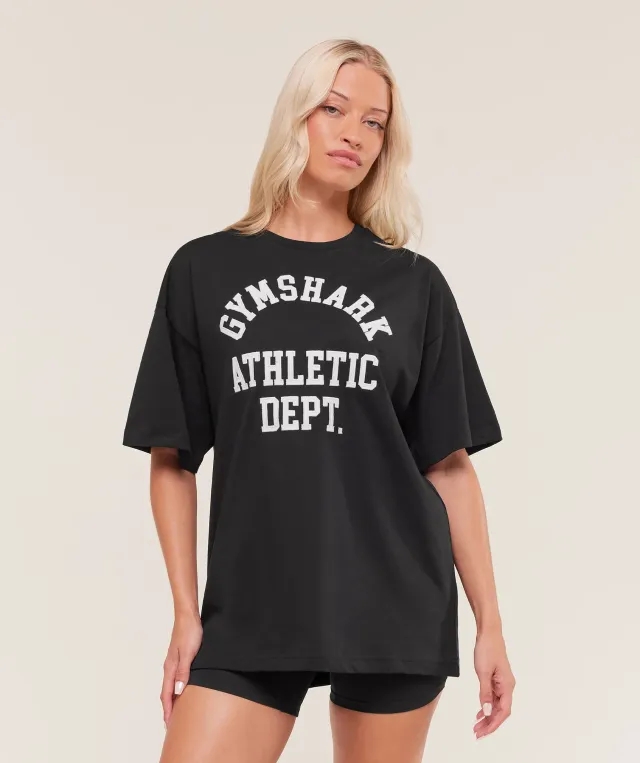  Athletic Department Oversized Graphic T-Shirt - Black