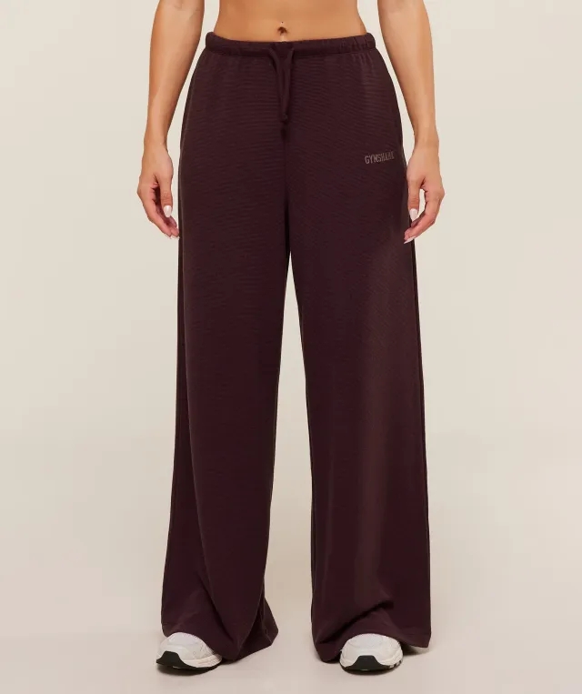  Waffle Wide Leg Pants - Cherry Purple