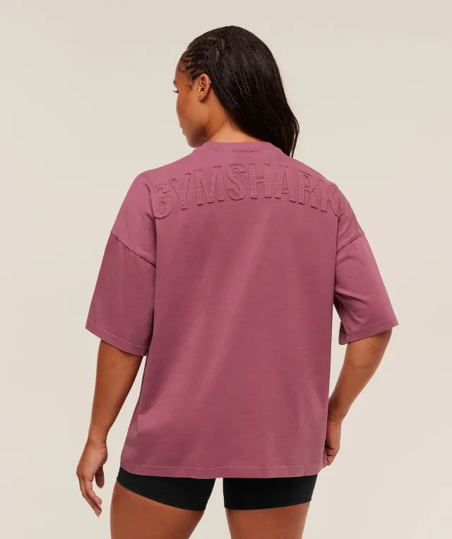  Power Washed Oversized T-Shirt - Reset Pink/Acid Wash Small Ball