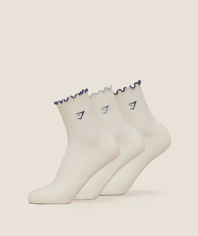  Midi Frill Socks 3pk - Bench Blue/Worn Blue/Compound Blue
