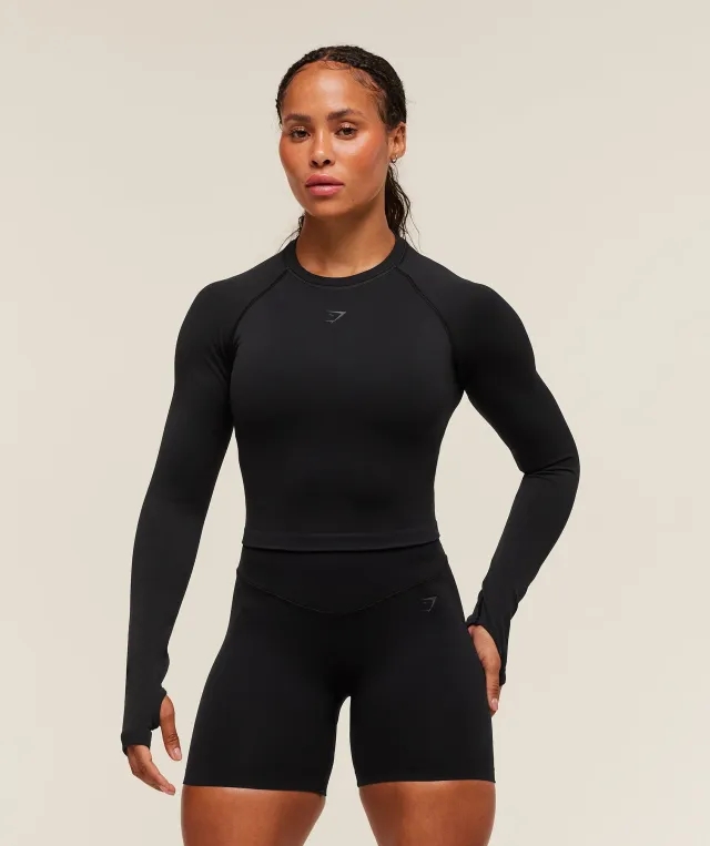  Activate Long Sleeve Crop Top - Black