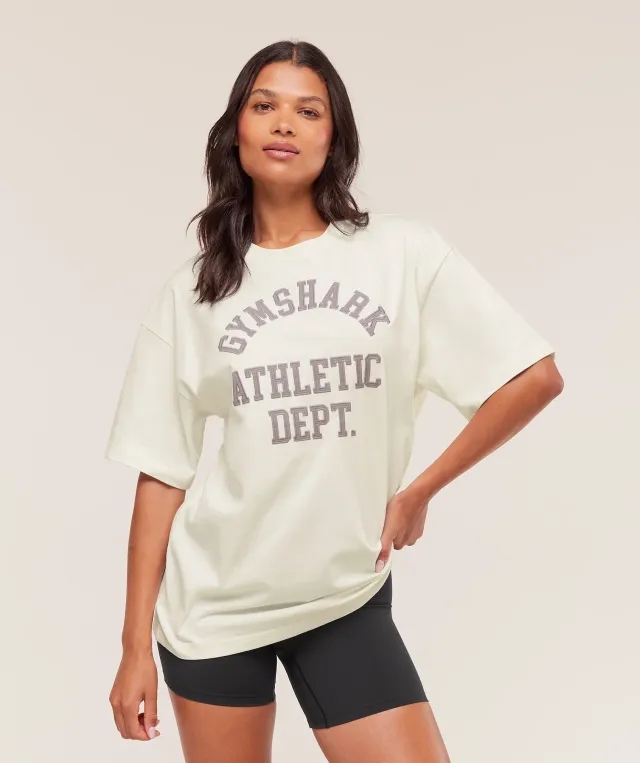  Athletic Department Oversized Graphic T-Shirt - Soft White