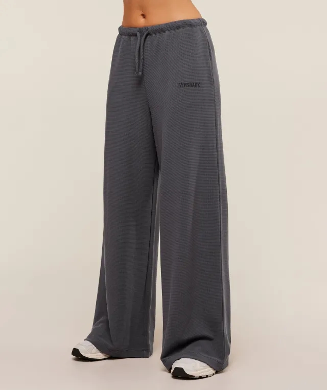  Waffle Wide Leg Pants - Onyx Grey