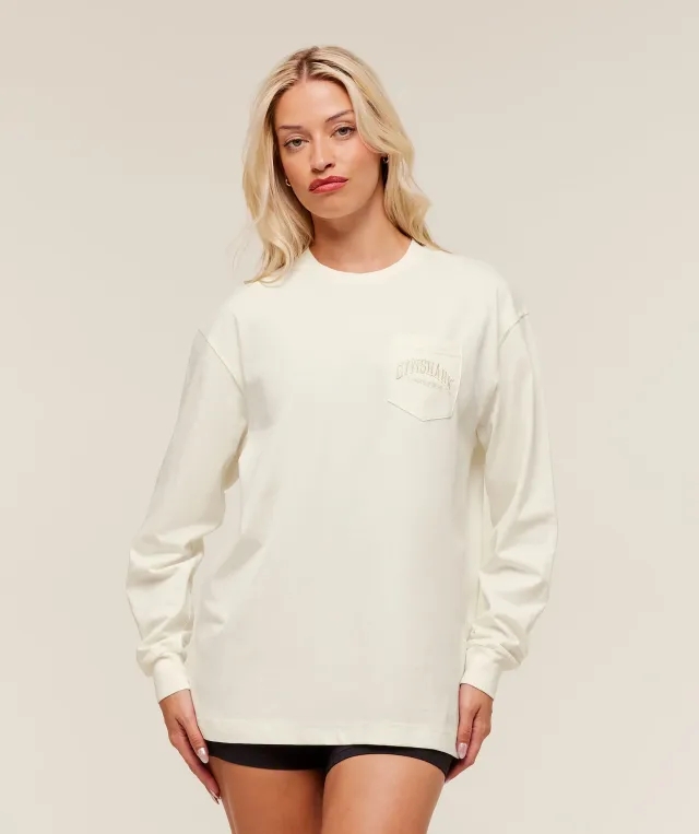  Collegiate Graphic Long Sleeve T-Shirt - Soft White