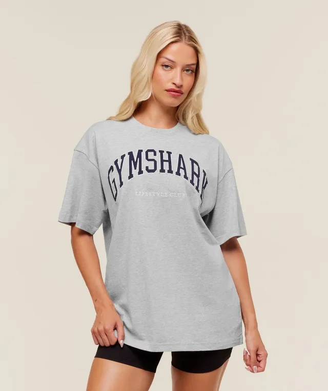  Collegiate Graphic T-Shirt - Light Grey Core Marl