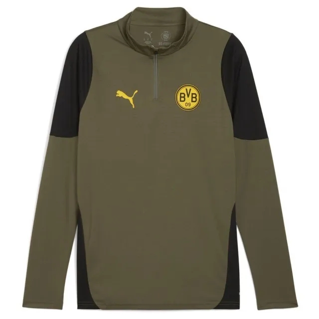 PUMA Borussia Dortmund Training Quarter-Zip Top Men, Loden Green/Black, size 3XL