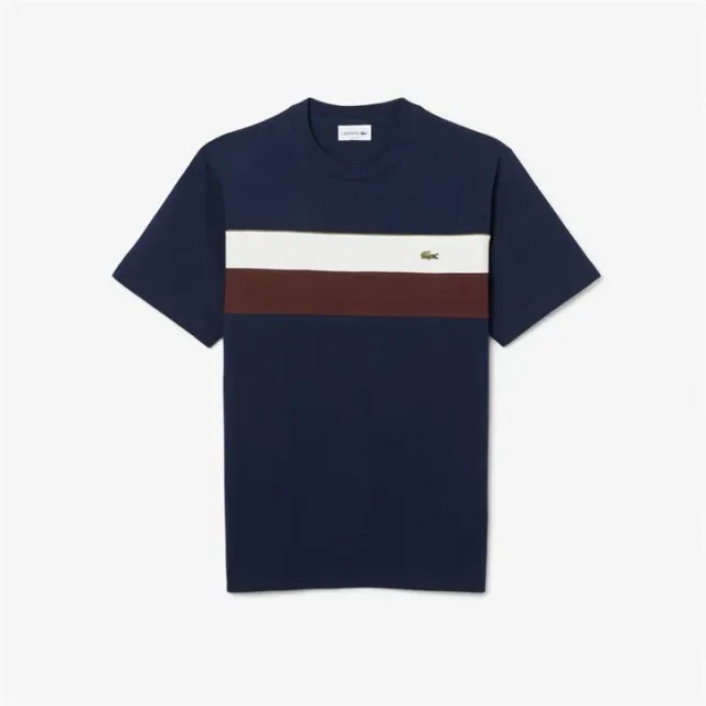Lacoste Jersey Colour-Block T-shirt - Navy Blue / White / Brown