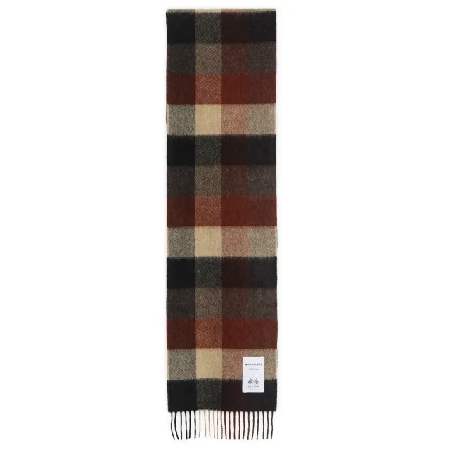 Norse Projects Men's Norse Moon Merino Lambswool Checked Scarf Espresso