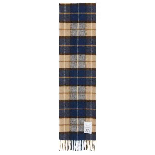Norse Projects Men's Norse Moon Merino Lambswool Checked Scarf Estate Blue