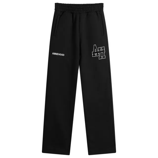 ANNIE HOOD Men's College Straight-Leg Joggers Black/Black