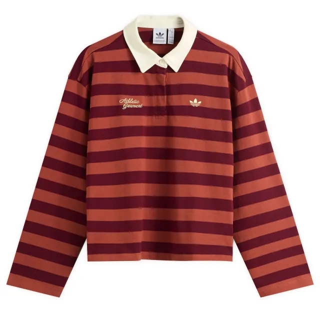 Adidas Women's Ls Gfx Polo Maroon/Wild Sepia