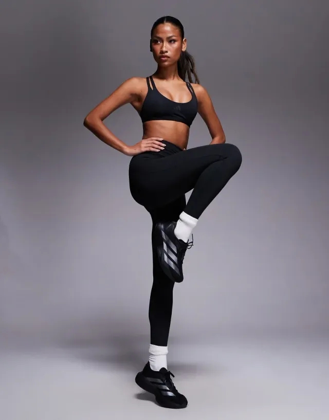 Adidas Training All Me Full Length Rib Leggings In Black
