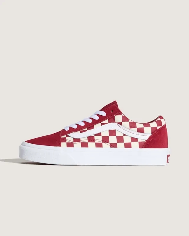 Vans - Old Skool Checkerboard Shoes, Man, Red