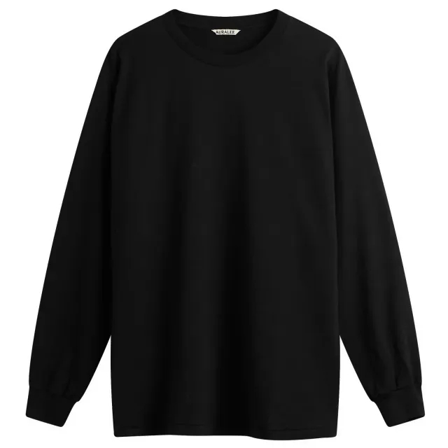Auralee Men's *LUSTER PLAITING L/S TEE Black
