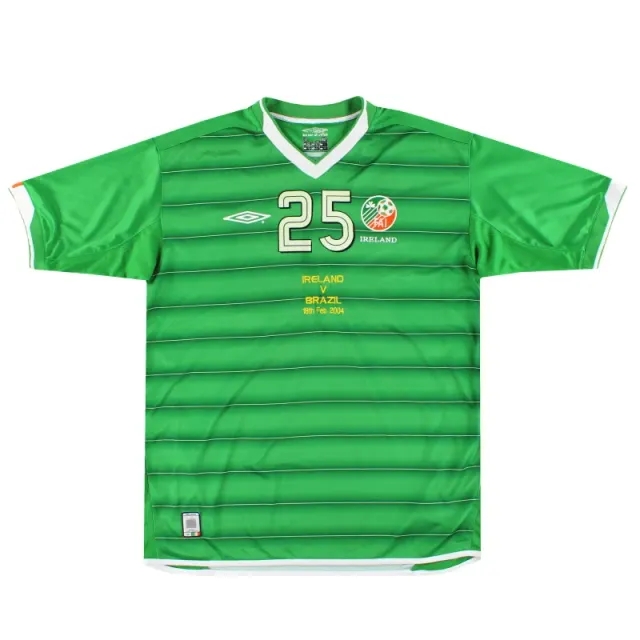 2003-04 Ireland Umbro Match Issue Home Shirt 'vs Brazil' #25 L - Ireland / Excellent 