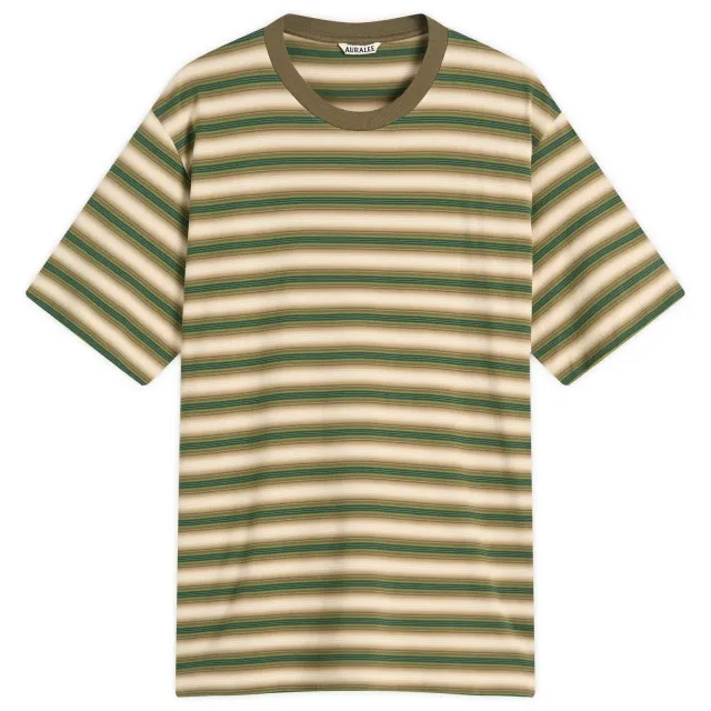 Auralee Men's Gradient Stripe Jersey Tee Fade Brown Stripe
