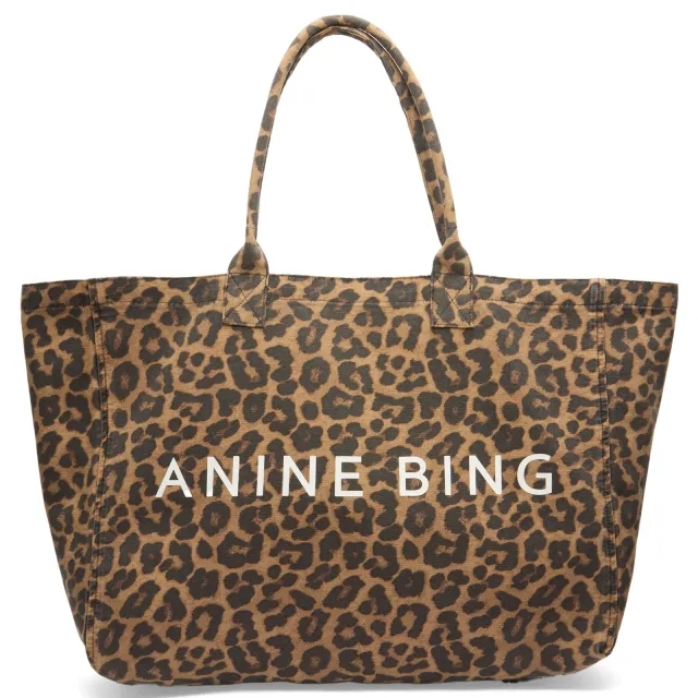 Anine Bing Women's Leo Canvas Tote Leopard Bag