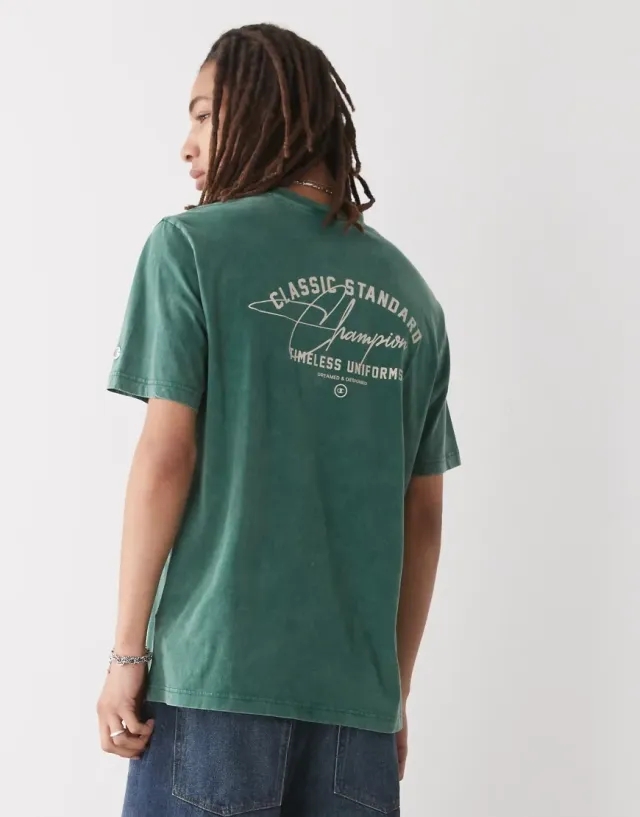 Champion Crewneck Graphic Back Print T-Shirt In Green