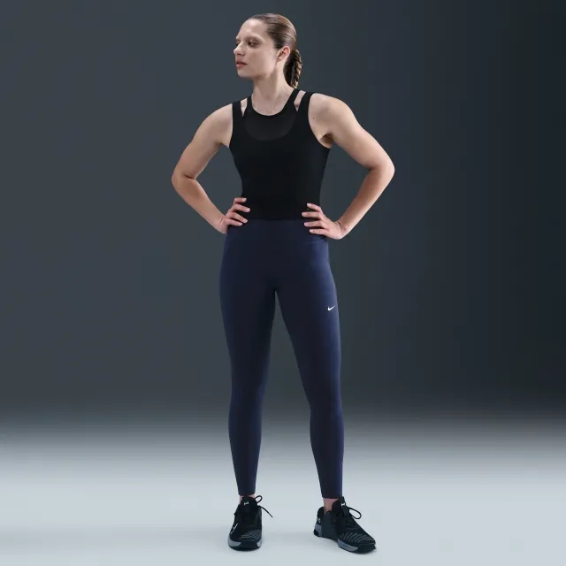 Nike One Seamless Front Women's High-Waisted Full-Length Leggings - Blue - Polyester/Elastane