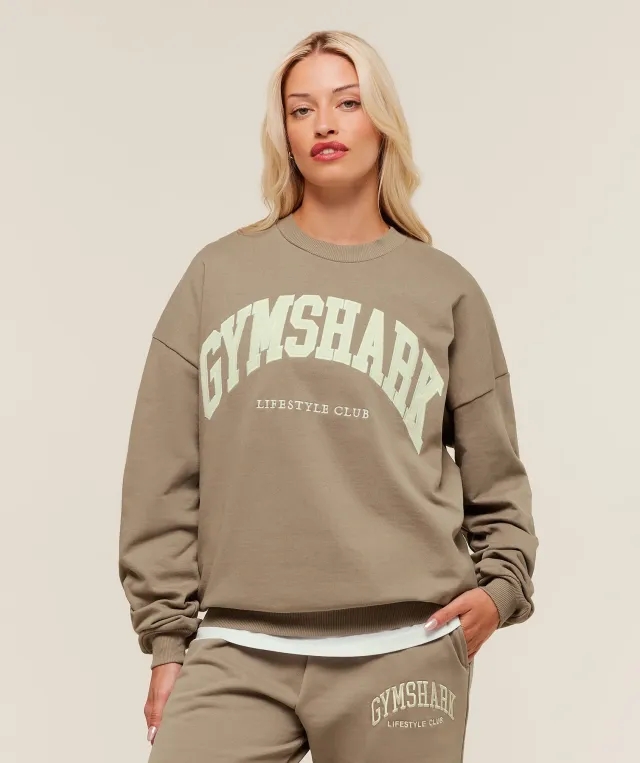  Collegiate Graphic Crew Neck Pullover - Lifestyle Brown