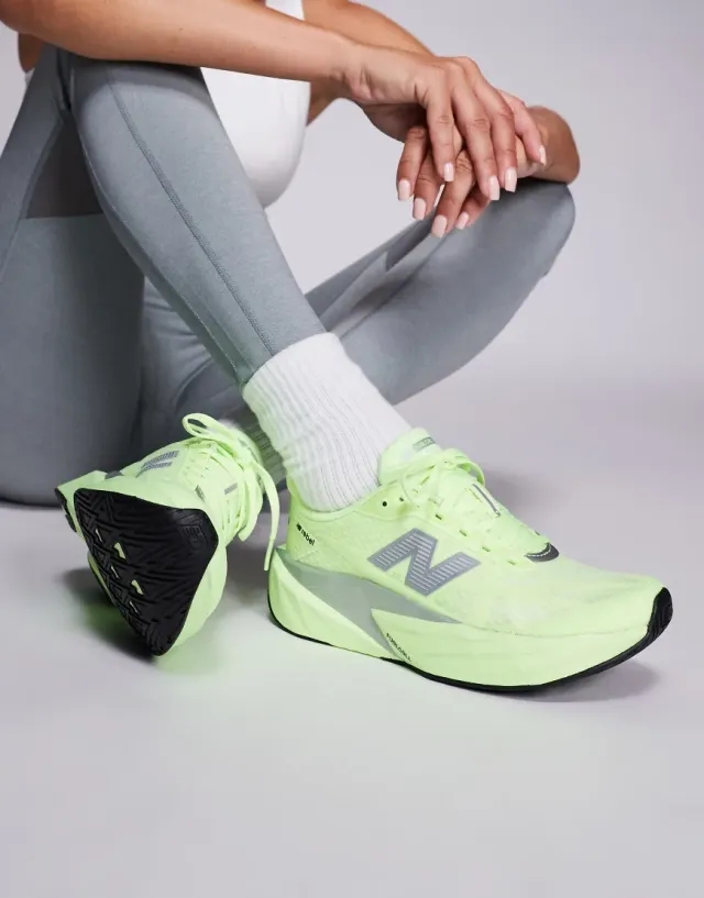 New Balance Women's FuelCell Rebel v5 in Green/Grey/White Synthetic