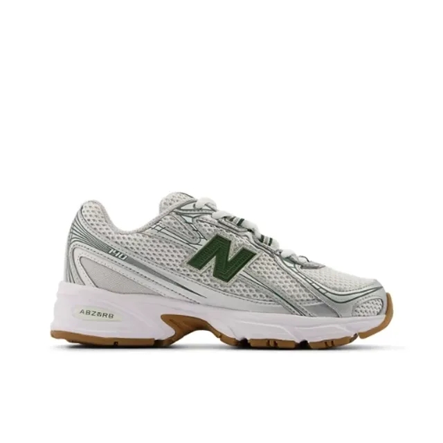 New Balance Kids' 740 BUNGEE in Grey/Green Synthetic