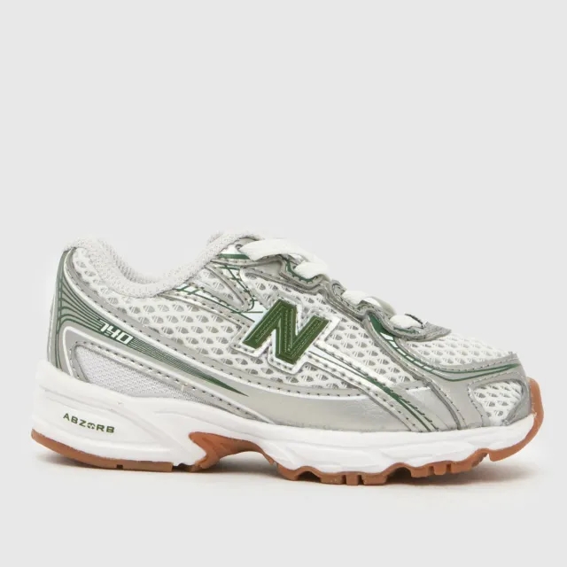 New Balance Infants' 740 BUNGEE in Grey/Green Synthetic