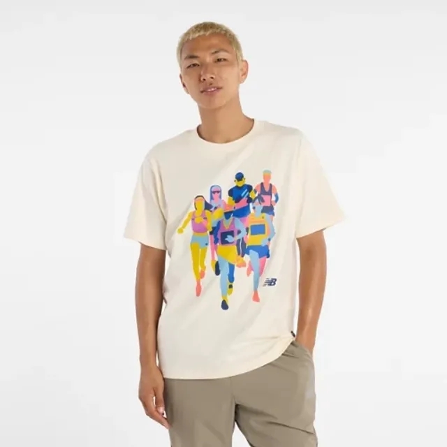 New Balance Men's Athletics System That Runs T-Shirt in White Cotton