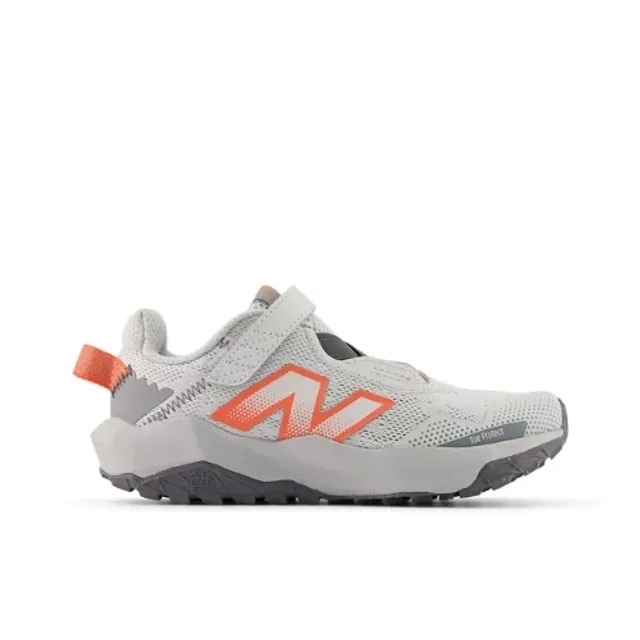 New Balance Kids' DynaSoft Nitrel v6 Bungee Lace with Top Strap in Grey/Red Mesh