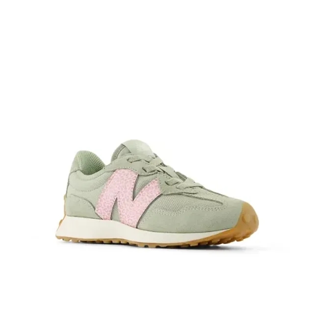 New Balance Kids' 327 BUNGEE LACE in Pink/Green Synthetic