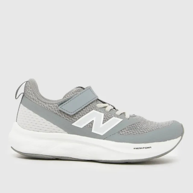 New Balance Kids' Fresh Foam 625 Bungee Lace with Hook and Loop Top Strap in Grey/White Mesh