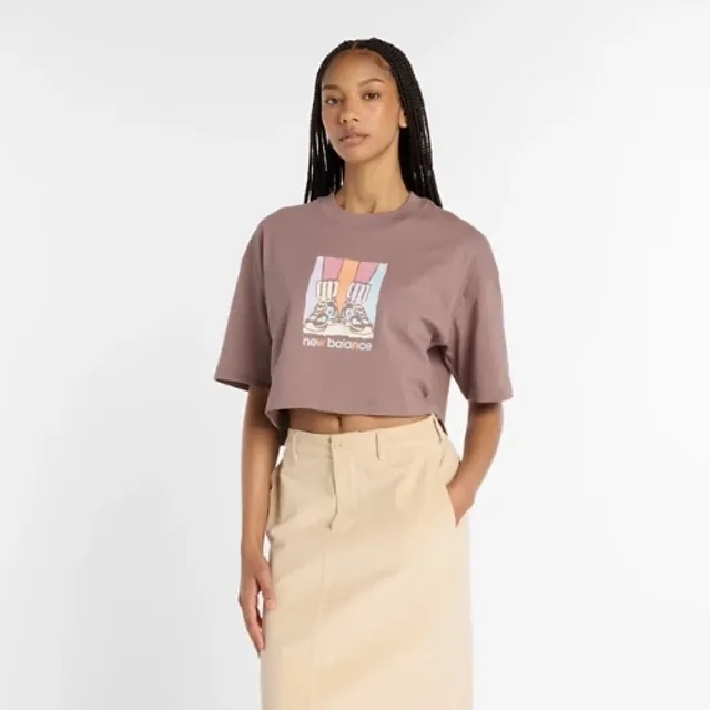 New Balance Women's Athletics Gradient Shoes T-Shirt in Brown Cotton
