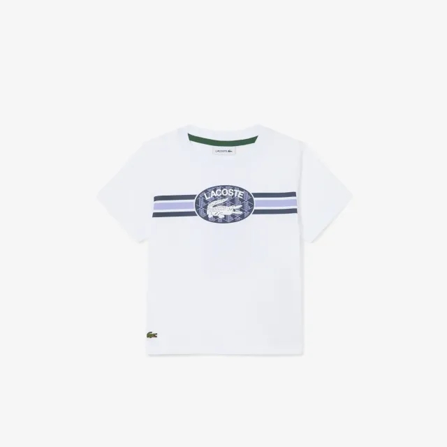 Lacoste Monogram Print Cotton T-shirt - White