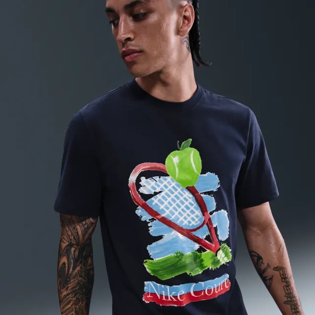 NikeCourt Men's Tennis T-Shirt - Blue - Cotton