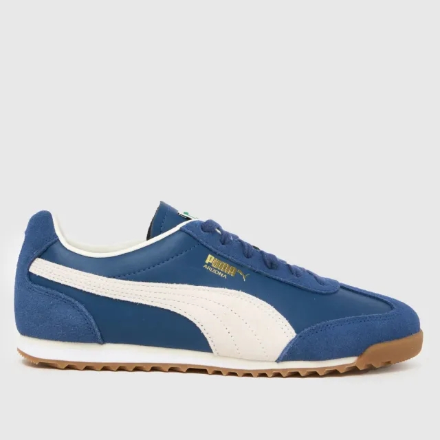 PUMA Arizona Retro Sneakers Unisex, Persian Blue/Warm White/Gold, size 10