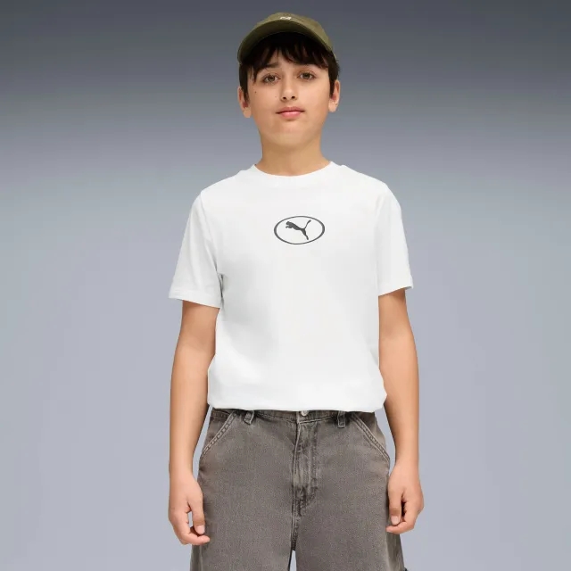 PUMA Sport Rib Collar T-Shirt Youth, White, size 11-12 Youth