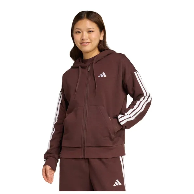 Adidas Essentials 3 Stripes Fleece Full Zip Sweatshirt