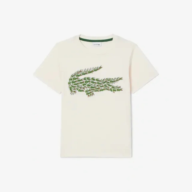 Lacoste Crocodile Print Cotton T-shirt - Ecru White