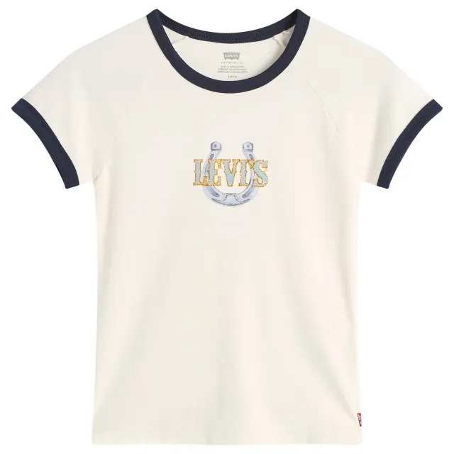 Levi's Women's Horseshoe Raglan T-Shirt Sugar Swizzle/Dark Sapphire