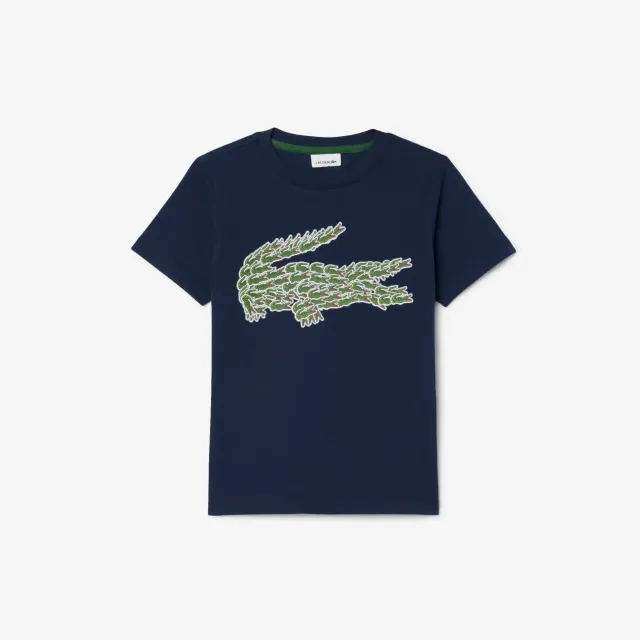 Lacoste Crocodile Print Cotton T-shirt - Midnight Blue