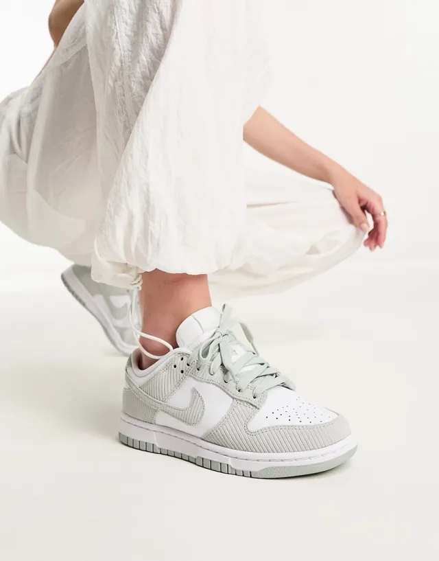 Nike Dunk Low Besties Cord Trainers In Silver-Grey