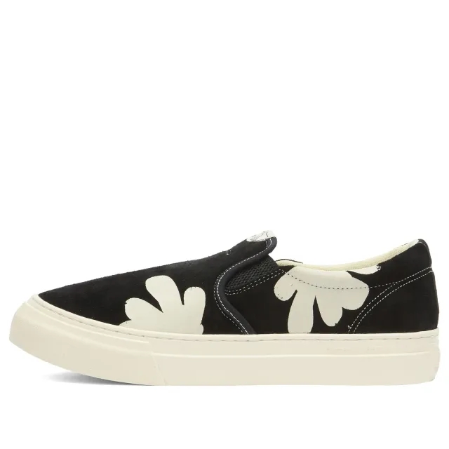 Stepney Workers Club Men's Lister Shroom Hands Suede Slip On Sneak Black/White