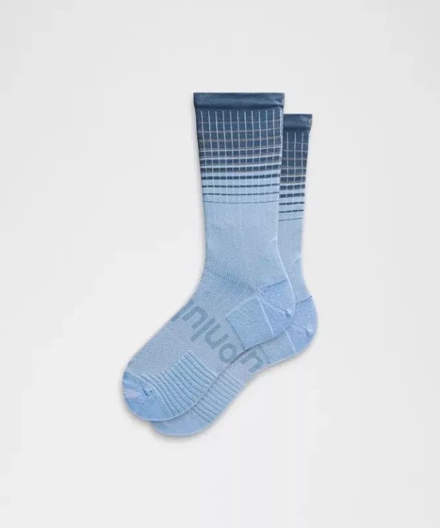 lululemon – Power Stride Crew Socks Reflective Grid – Color Blue – Size Medium