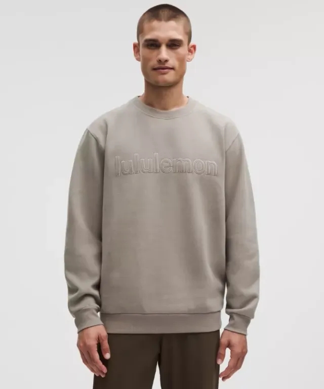 lululemon – Men's Steady State Crew Sweatshirt Wordmark – Color Grey/Khaki – Size Small